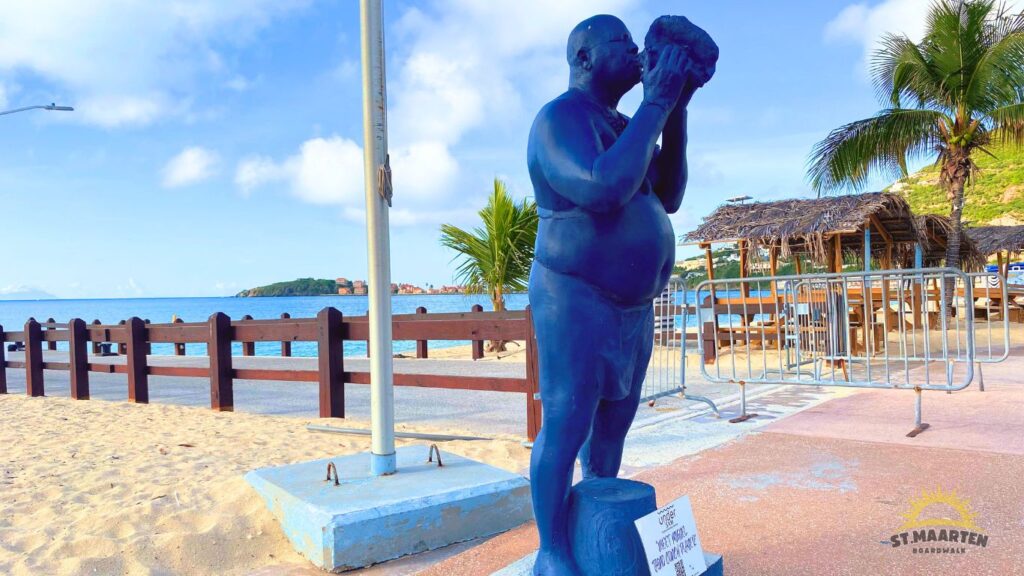 Under SXM Sculptures on the Boardwalk - Miguel in front Walter Plantz Square 